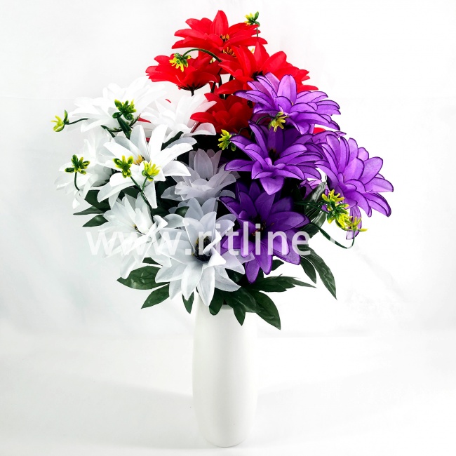 Букет георгинов "FITTONE", 7г., выс. 50см, цв.микс