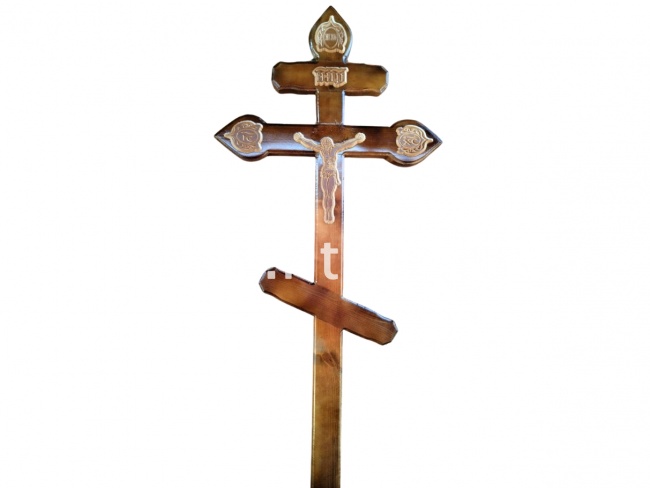 Крест сосновый (темный) ЧПУ "Фигурный" "INЦI, Распятие" (220х9х4) "MOREFIX"