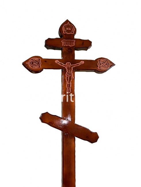 Крест сосновый (темный) ЧПУ "Фигурный" "INЦI, Распятие" (220х9х4) "MOREFIX"