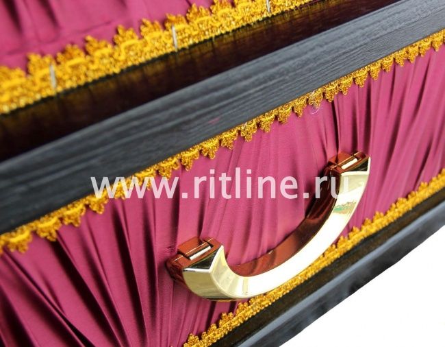 Гроб комбинированный 6-ти гранник, цв.бордо-гофре Гроб комбинированный 6-ти гранник, цв.бордо-гофре