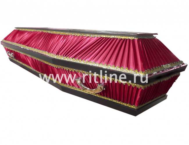 Гроб комбинированный 6-ти гранник, цв.бордо-гофре Гроб комбинированный 6-ти гранник, цв.бордо-гофре