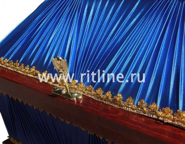 Гроб комби 4-х гранник, цв.синий-гофре (Lite) "MOREFIX"