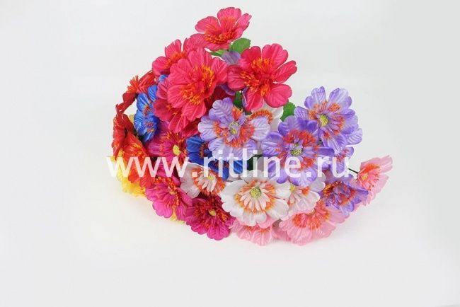 Букет георгинов "Fittone", 6г, выс.32см, атлас, цв.микс