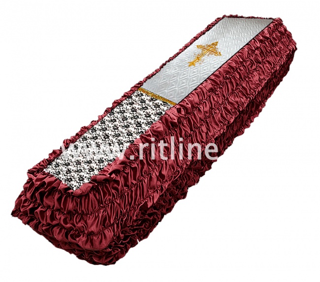 Обивка ELITE атласная с термостежкой (верх атласная т/с с гипюром, тесьмой и т/а "Крест" + боковины атлас) FITTONE