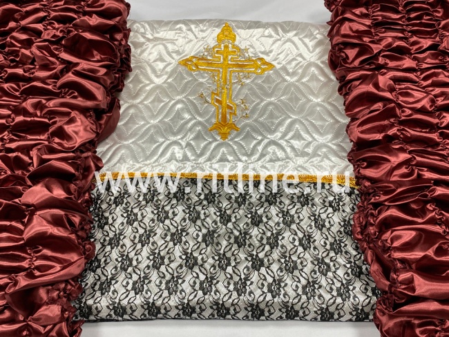 Обивка ELITE атласная с термостежкой (верх атласная т/с с гипюром, тесьмой и т/а "Крест" + боковины атлас) FITTONE