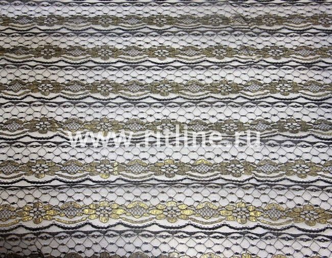 Гипюровое полотно разрывное на 6 см черное с золотом FITTONE