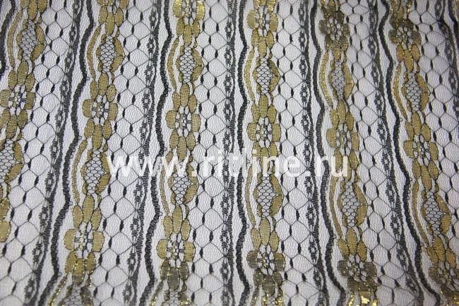 Гипюровое полотно разрывное на 6 см черное с золотом FITTONE