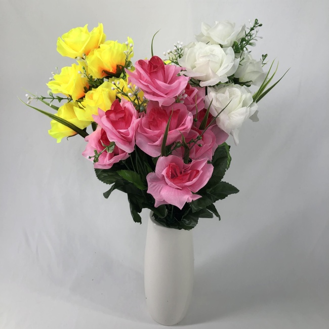 Букет роз "FITTONE", 9г, выс. 52 см, цв.микс