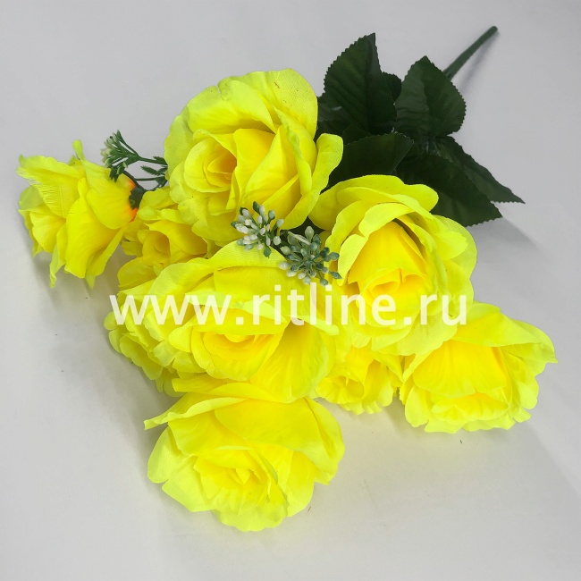 Букет роз с добавками "FITTONE", 9г, выс. 48см, шелк, цв.микс