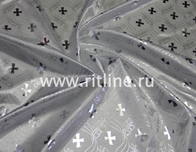 Шелк блестящий белый с накатом "крестик" FITTONE
