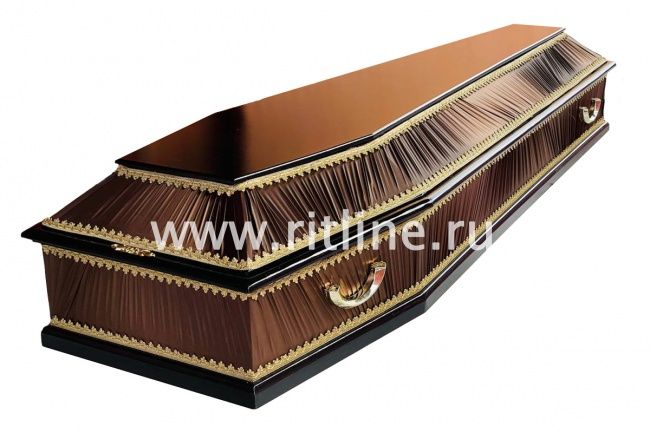 Гроб комбинированный 6-ти гранник, цв.шоколад-гофре (Lite)