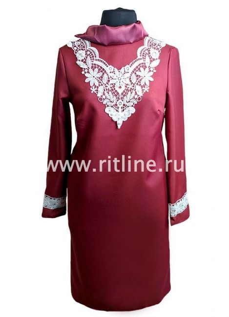 Платье габардин.с узорным воротником, кружево р.48-50