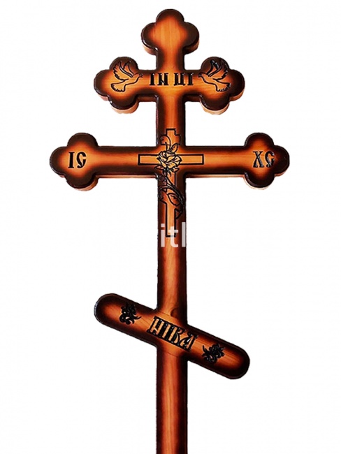 Крест сосновый (двухцветный) "Фигурный -Голуби" (220х9х4), чпу орнамент  "MOREFIX"