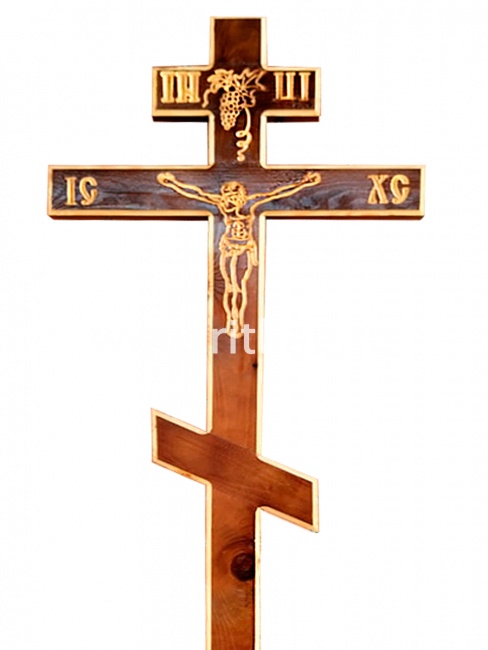 Крест сосновый (темный) ЧПУ мореный "INЦI, Распятие" лоза (210х9х4) "MOREFIX"