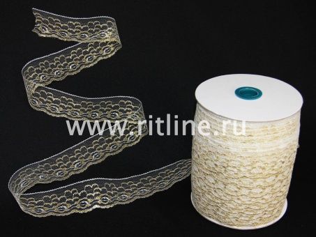 Кружево Fittone белое с золотом, шир.4,6 см (под польское) Кружево Fittone белое с золотом, шир.4,6 см (под польское)