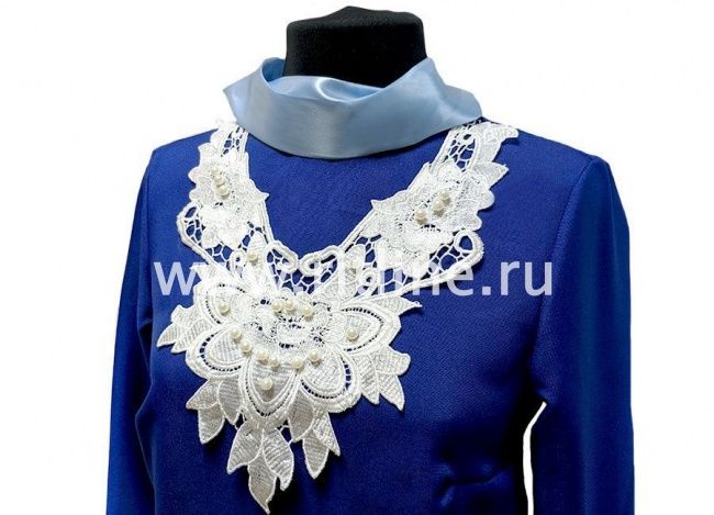 Платье габардин.с узорным воротником, кружево р.52-54