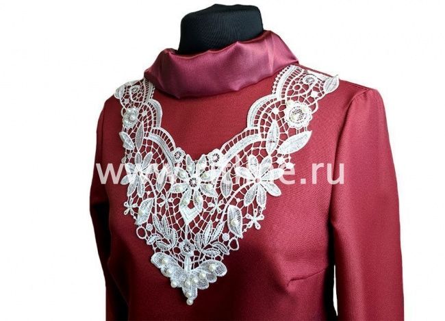 Платье габардин.с узорным воротником, кружево р.52-54