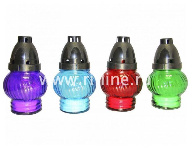 Лампада неугасимая залитая(стекло), Fittone упак. 4 цвета микс 140x82мм