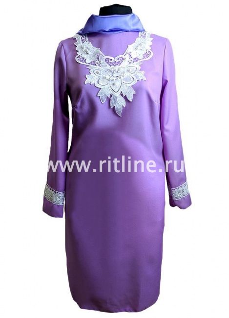 Платье габардин.с узорным воротником, кружево р.56-58