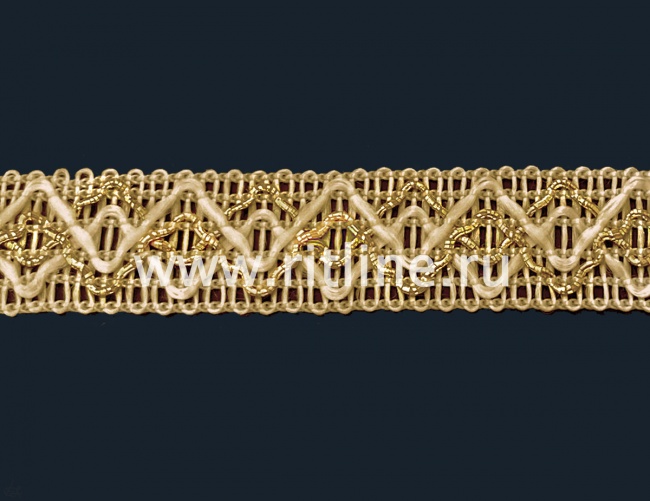 Тесьма золотая, 25 м, ширина 1,9 см "FITTONE"