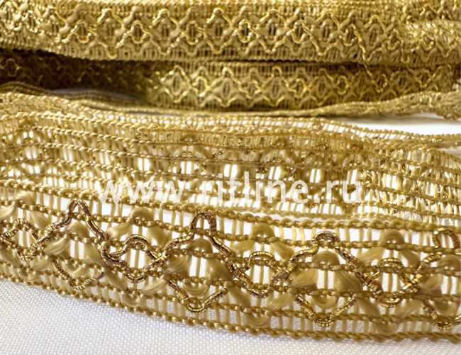 Тесьма золотая, 25 м, ширина 1,9 см "FITTONE"