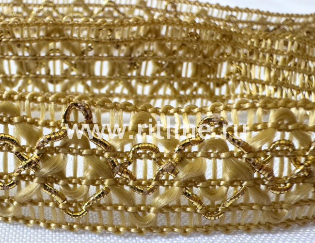 Тесьма золотая, 25 м, ширина 1,9 см "FITTONE"