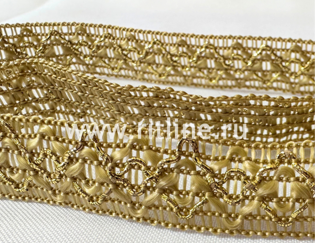 Тесьма золотая, 25 м, ширина 1,9 см "FITTONE"