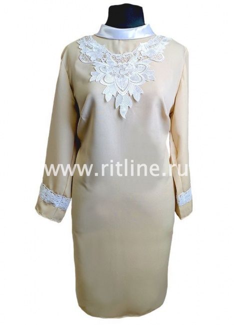 Платье габардин.с узорным воротником, кружево р.60-62