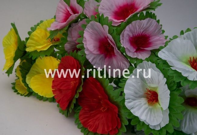 Букет маков "Fittone", 6г, выс.32, атлас, цв.микс