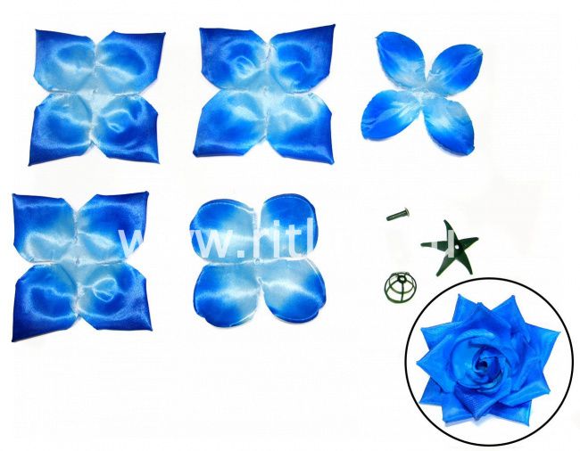 Голова розы (высечка + пластик. запчасти), 5сл, атлас, диам. 14 см, цв. микс FITTONE