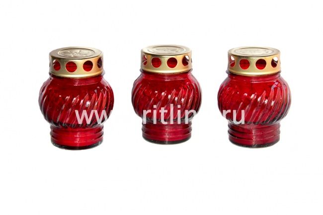 Лампада стеклянная (крышка металл, цв. красный) FITTONE