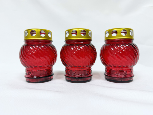 Лампада стеклянная (110х82, крышка металл, цв. красный) FITTONE