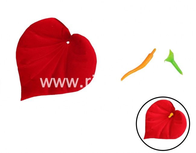 Голова каллы, 1сл, бархат, диам. 13 см, цв. красный FITTONE