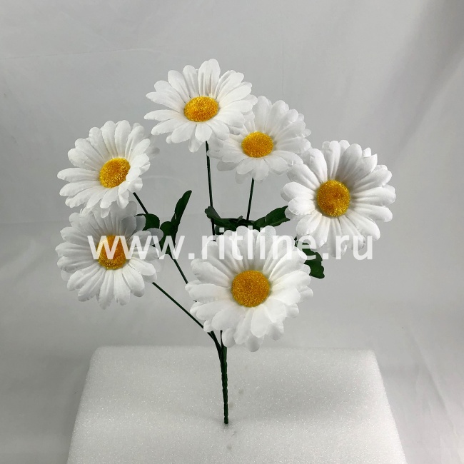Букет ромашек, 6г., выс. 34 см, цв. белый FITTONE