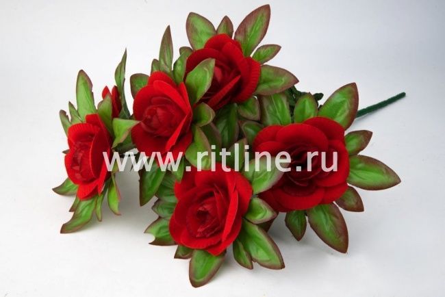 Букет бархатных роз "Fittone", 7г, высота 52, цв.красный