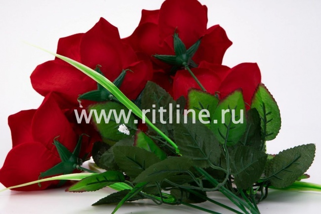 Букет бархатных роз "Fittone", 7г, выс.52см, цв.красный Букет бархатных роз "Fittone", 7г, выс.52см, цв.красный