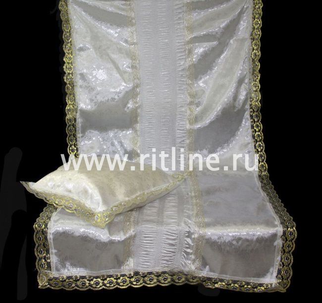2689 Комплект (Н+П) (атлас-жаккард, атлас-жатка, кружево белое с золотом)
