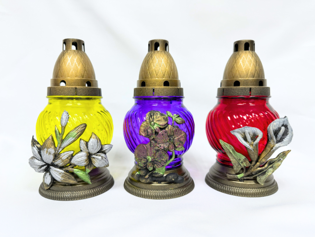 Лампада стеклянная с орнаментом (210х105, крышка пластик, цв. микс) FITTONE