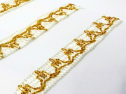 Тесьма 1256, белый с золотом, шир. 2 см, 25 ярдов FITTONE