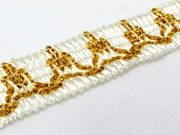 Тесьма 1256, белый с золотом, шир. 2 см, 25 ярдов FITTONE