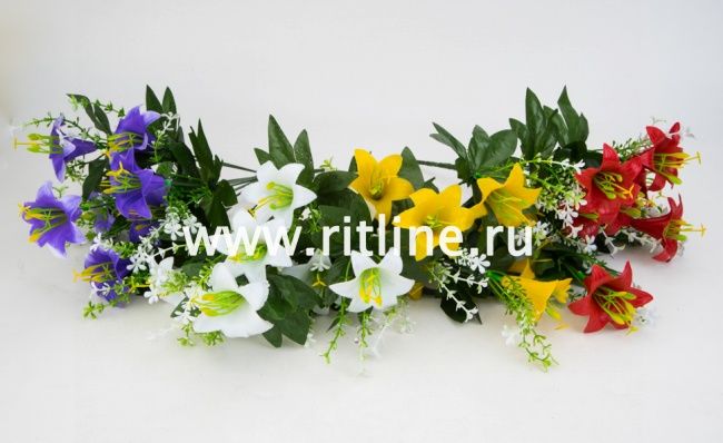Букет пластиковых лилий, 5г, выс. 35 см, цв. микс FITTONE