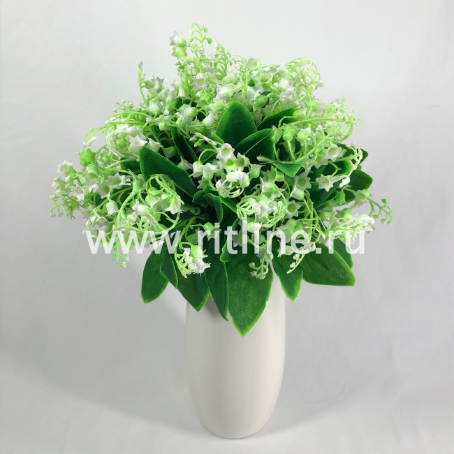 Букет ландышей, 7 веток, выс. 23 см, пластик, цв.белый FITTONE Букет ландышей, 7 веток, выс. 23 см, пластик, цв.белый FITTONE