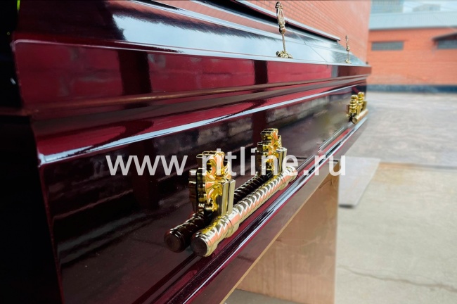 4 Гроб лак 2-х крышечный, цв. темная вишня "MOREFIX" 4 Гроб лак 2-х крышечный, цв. темная вишня "MOREFIX"