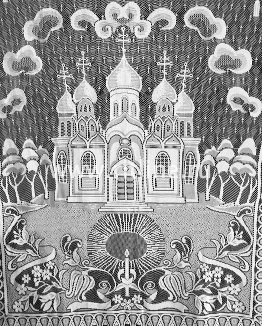 Покрывало тюлевое "Крест с храмом", 110х215 FITTONE