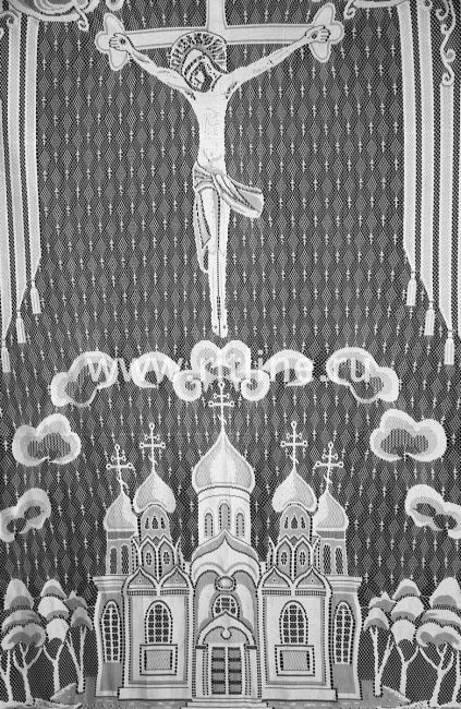 Покрывало тюлевое "Крест с храмом", 110х215 FITTONE