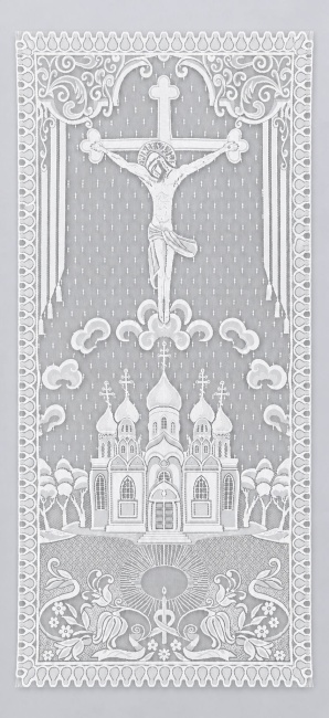 Покрывало тюлевое "Крест с храмом", 115х215 FITTONE