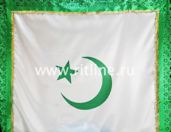 Покрывало атласное мусульманское "Полумесяц, Мечеть", 200х90 FITTONE