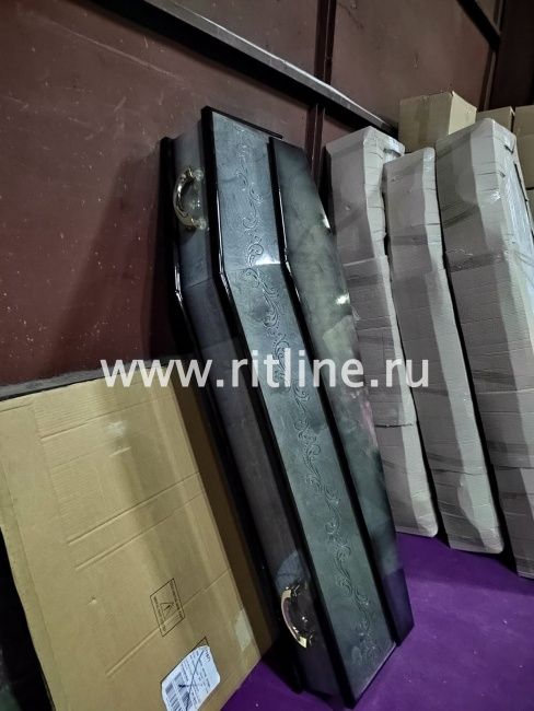 3 Гроб лак 6-ти гранник, МДФ, цв. графит, коса, р.195 "MOREFIX" 3 Гроб лак 6-ти гранник, МДФ, цв. графит, коса, р.195 "MOREFIX"