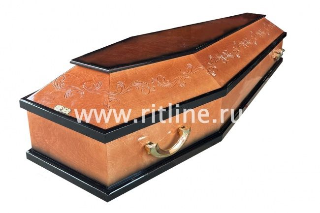 Гроб лак 6-ти гранник, МДФ, цв. махагон, коса, р.195 "MOREFIX" Гроб лак 6-ти гранник, МДФ, цв. махагон, коса, р.195 "MOREFIX"