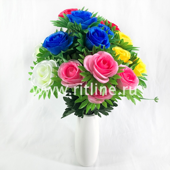 Букет роз "FITTONE", 7г., выс. 50см, цв.микс Букет роз "FITTONE", 7г., выс. 50см, цв.микс